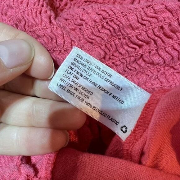 Xhilaration Womens Linen Blend Ruffle Sleeveless Wide Leg Jumpsuit Pink Sz Large - Picture 6 of 10